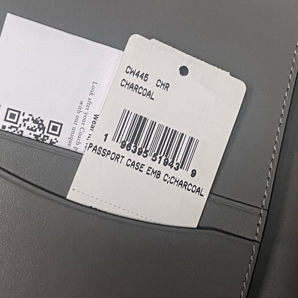 Coach Slim Passport Card Case Charcoal Croc Leather CW445 - Picture 6 of 6
